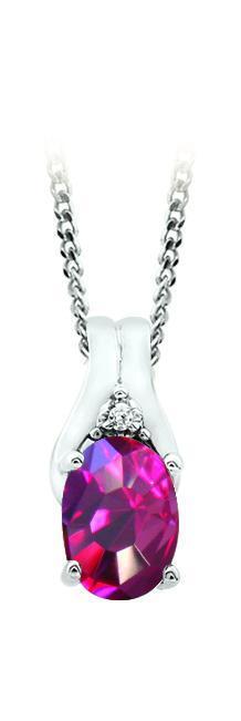 July Birthstone Pendant with Diamond Accent set in 10K White Gold