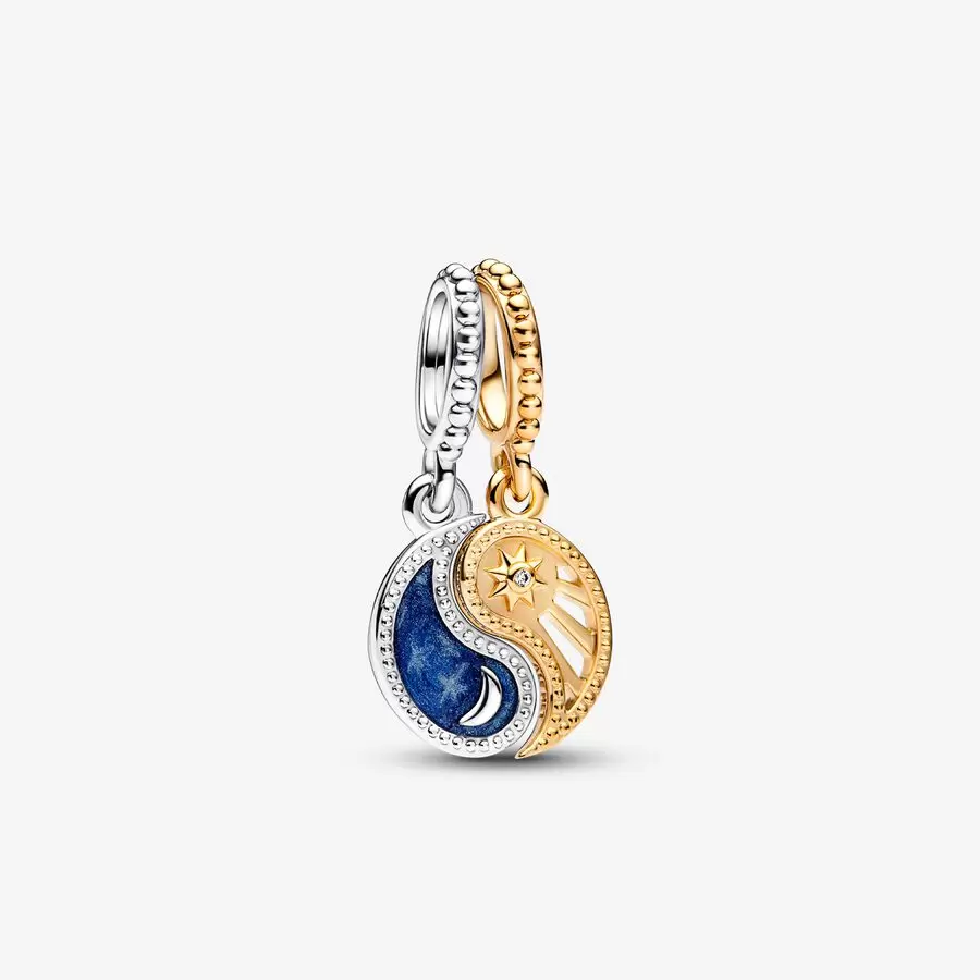 Pandora Two-tone Splittable Sun &amp; Moon Dangle Charm