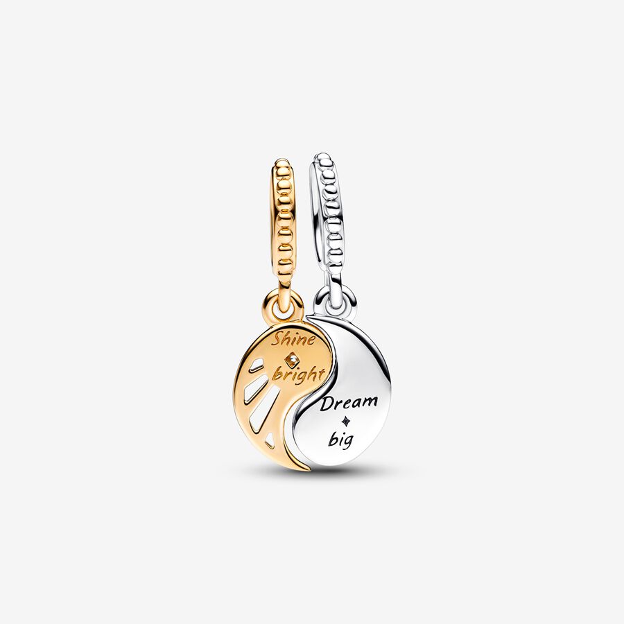 Pandora Two-tone Splittable Sun &amp; Moon Dangle Charm