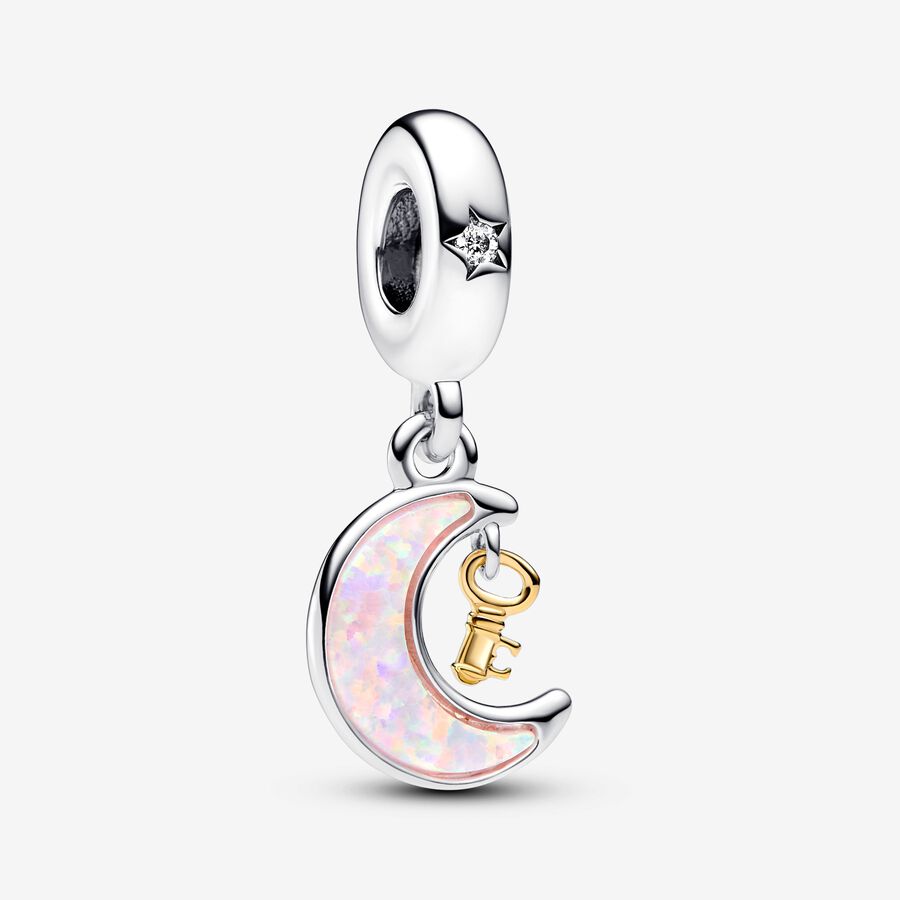 Pandora Two-tone Key &amp; Moon Dangle Charm
