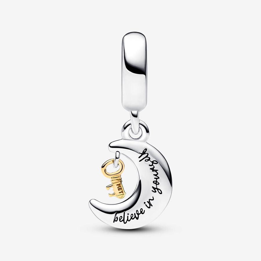 Pandora Two-tone Key &amp; Moon Dangle Charm