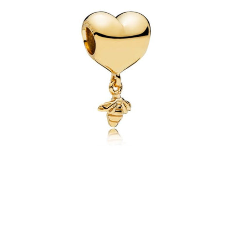 Pandora Heart And Bee Charm In Pandora Shine