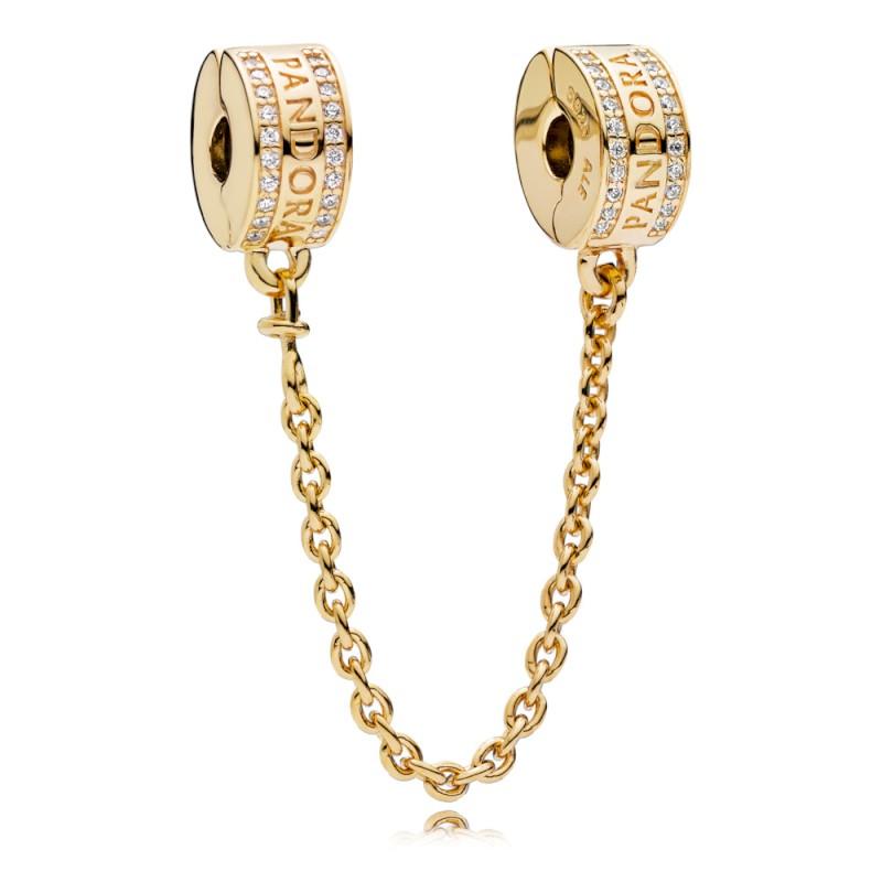 Pandora Logo Safety Chain Clip Charm In Pandora Shine