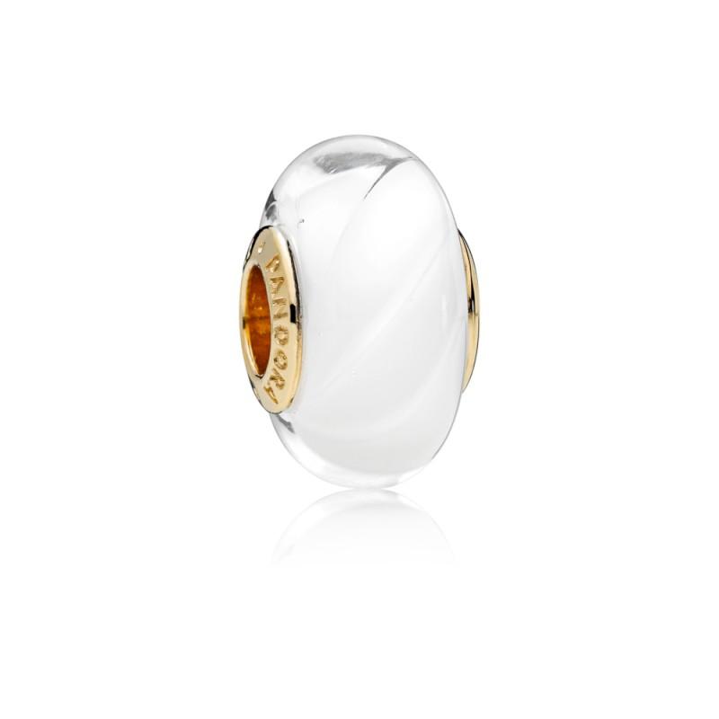 Pandora Wavy White Murano Glass Charm