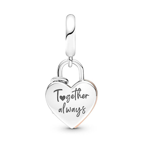Pandora Heart Padlock Double Dangle Charm