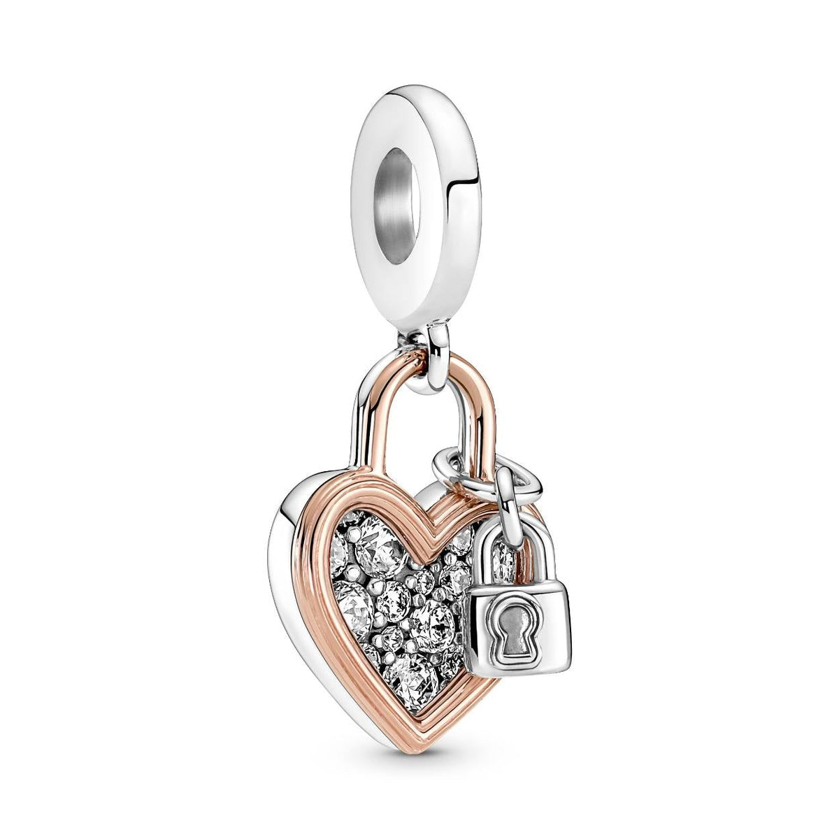 Pandora Heart Padlock Double Dangle Charm