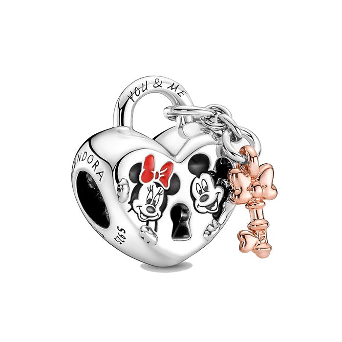 Pandora Disney Mickey Mouse And Minnie Mouse Padlock Charm