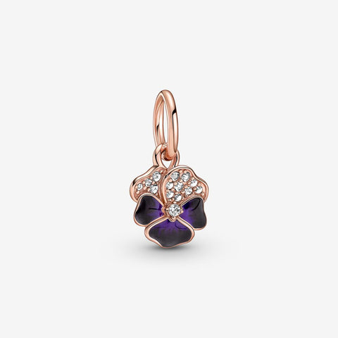 Pandora Deep Purple Pansy Flower Dangle Charm
