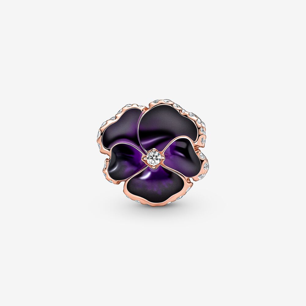 Pandora Deep Purple Pansy Flower Charm