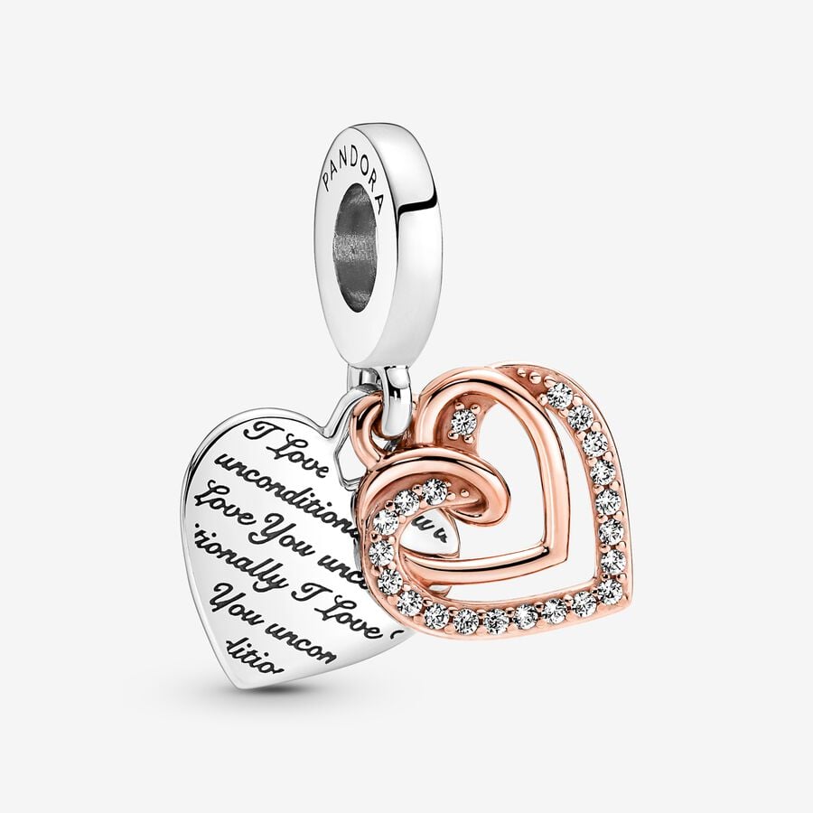 Pandora Entwined Hearts Double Dangle Charm