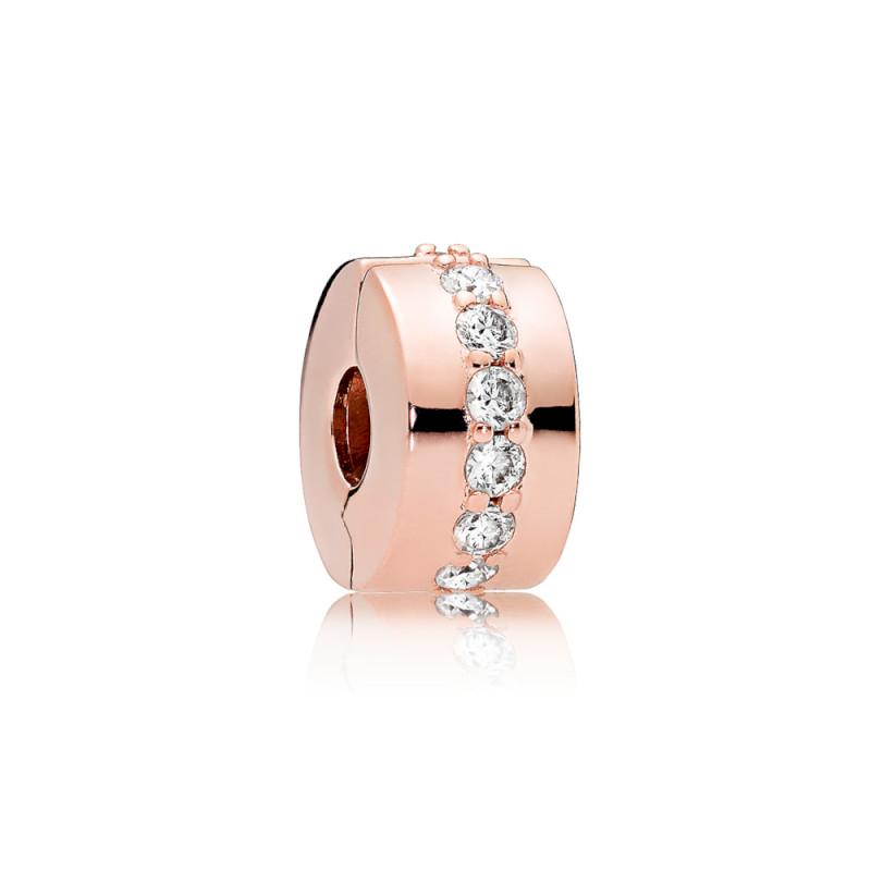 Pandora Clip In Pandora Rose With 12 Bead-Set Clear Cubic