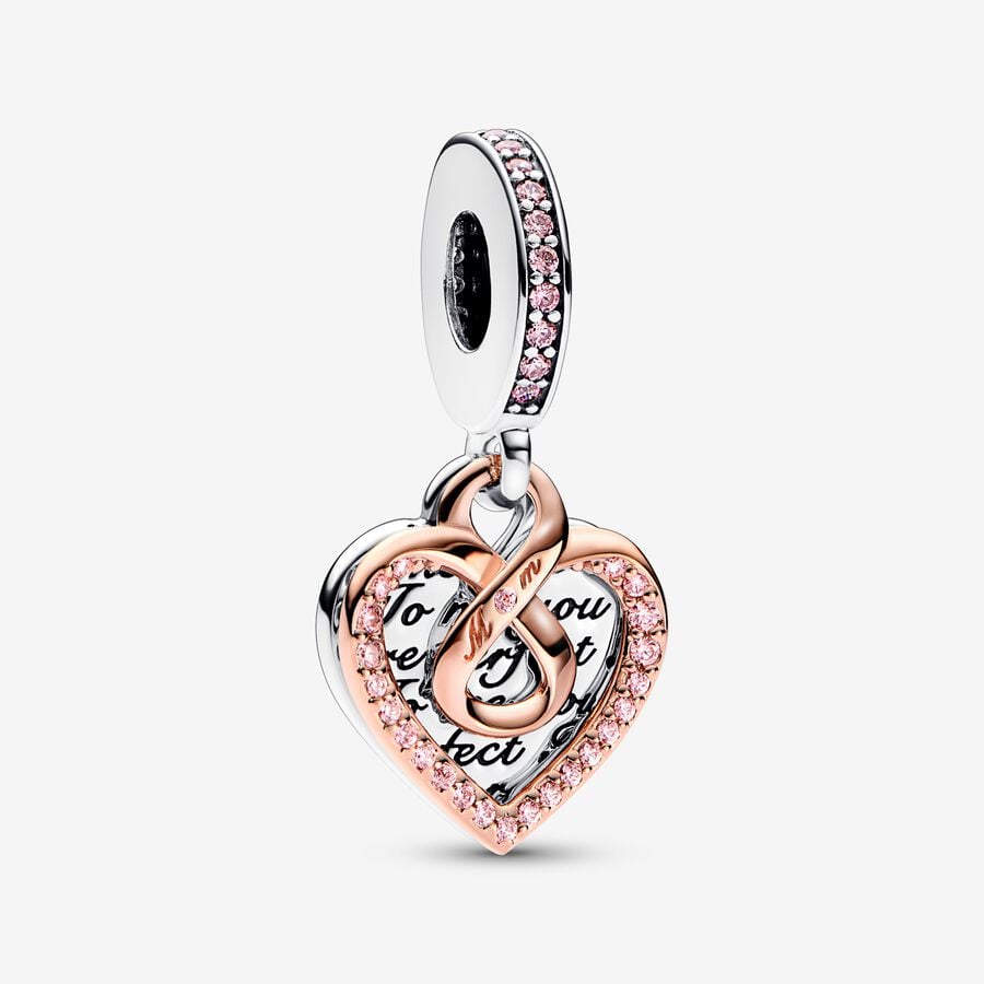 Pandora Two-tone Infinity Mum Heart Double Dangle Charm