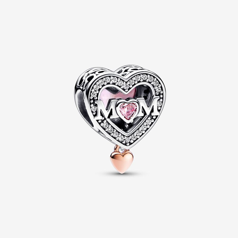 Pandora Two-tone Openwork Mum &amp; Heart Charm