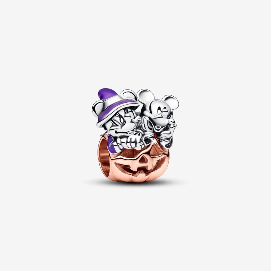 Pandora Disney Mickey Mouse &amp; Minnie Mouse Halloween Pumpkin Charm