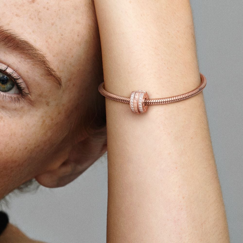 Pandora Sparkling Pave Lines &amp; Logo Clip Charm