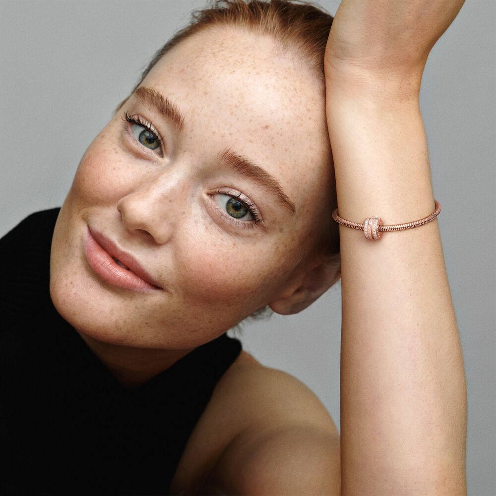 Pandora Sparkling Pave Lines &amp; Logo Clip Charm 