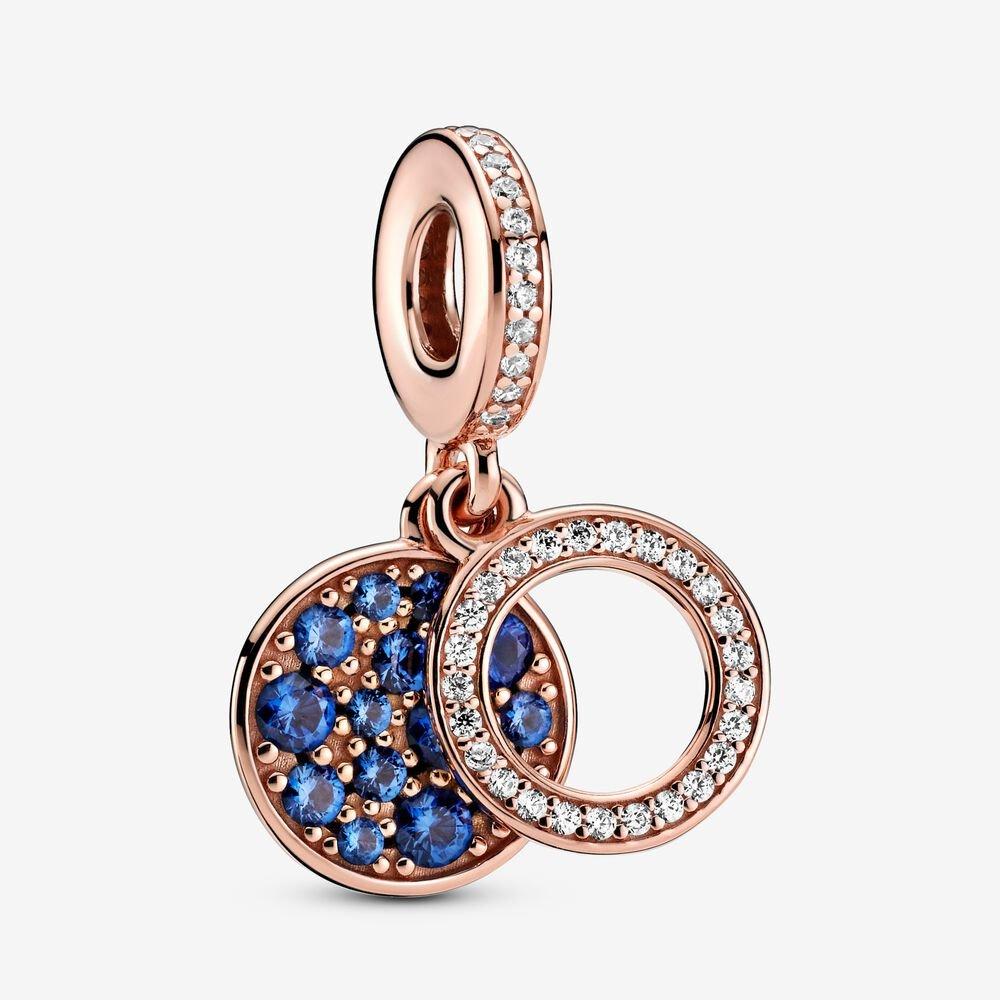 Pandora Sparkling Blue Disc Double Dangle Charm