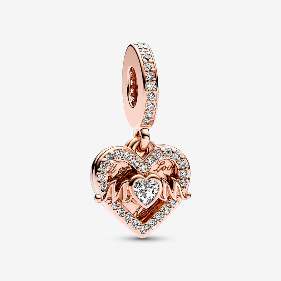 Pandora Heart &amp; Mum Dangle Charm