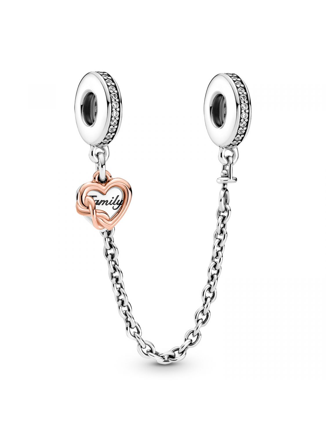 Pandora Family Heart Safety Chain Charm