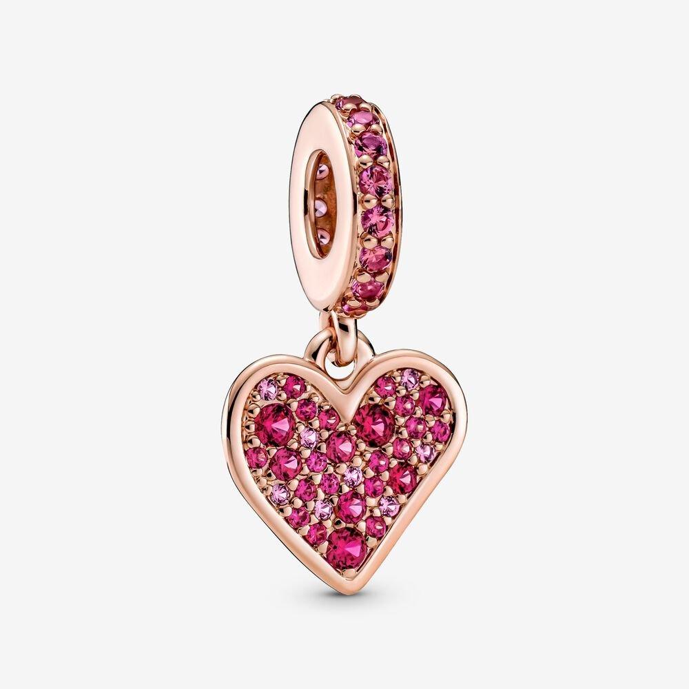 Pandora Pave Freehand Heart Dangle Charm