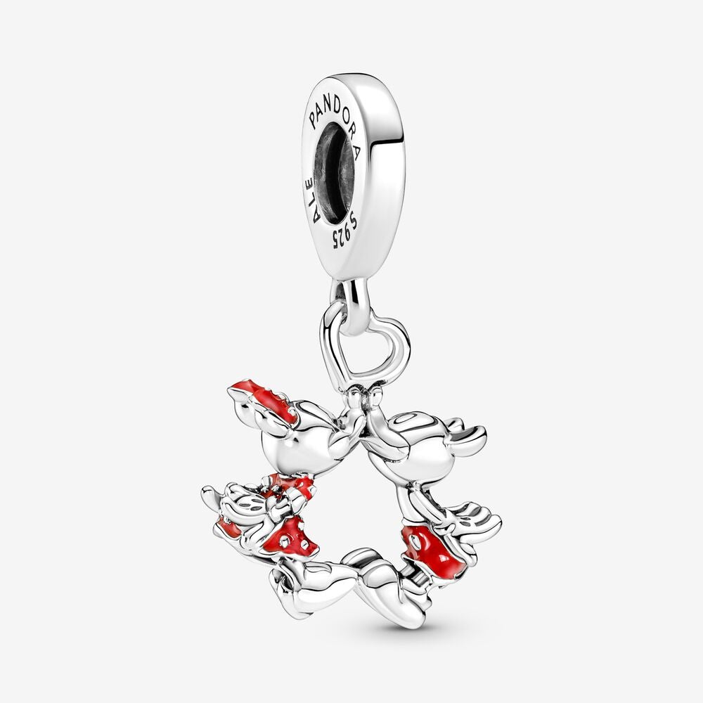 Pandora Disney Mickey Mouse &amp; Minnie Mouse Kissing Dangle Charm