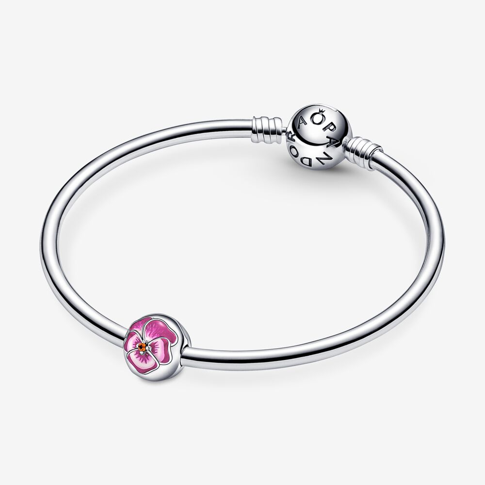 Pandora Pink Pansy Flower Clip Charm