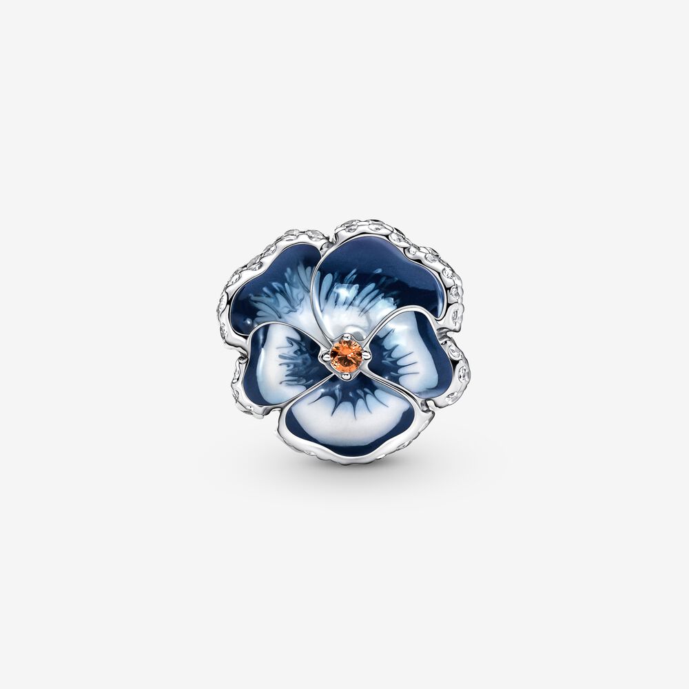 Pandora Blue Pansy Flower Charm