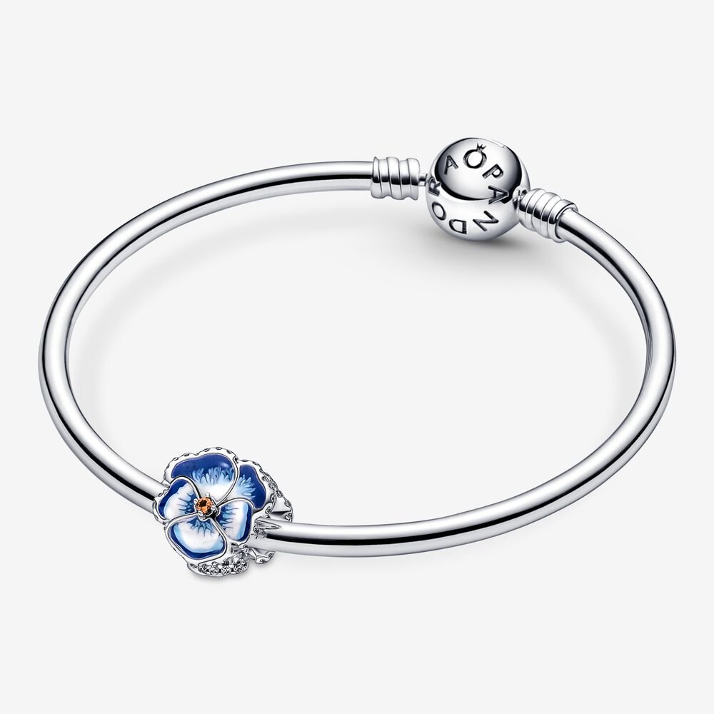 Pandora Blue Pansy Flower Charm