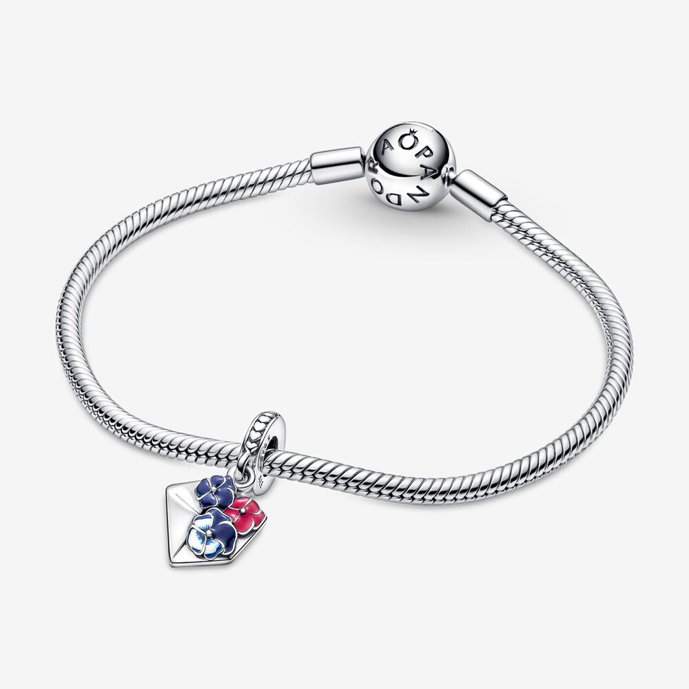 Pandora Pansy Flower Envelope Dangle Charm
