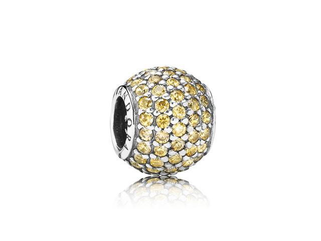 Pandora Charm Pavé Lights Fancy Golden Colored Cubic