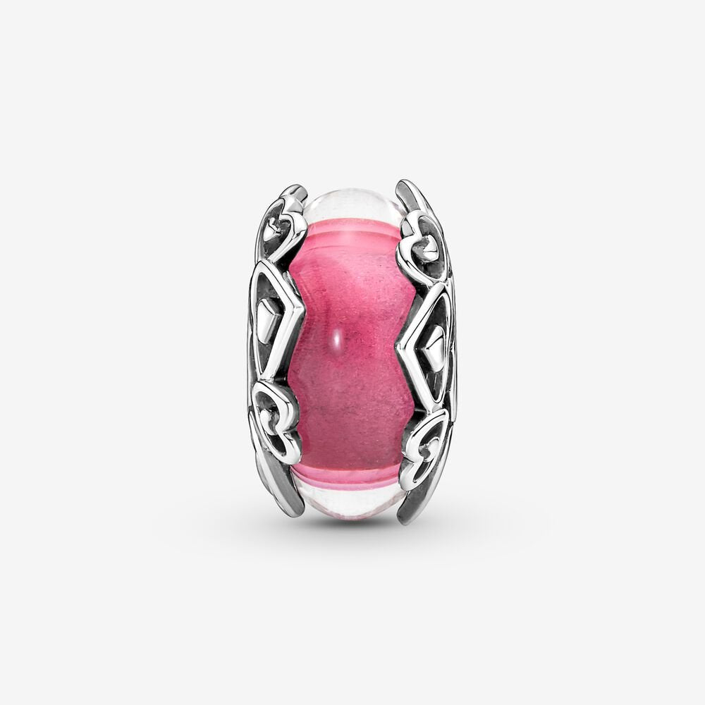 Pandora Reveal Your Love Pink Murano Glass Charm