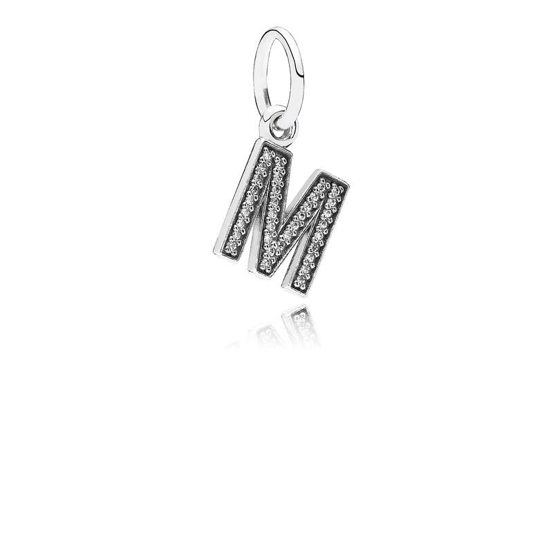 Pandora Dangle Letter &quot;M&quot; Clear Cubic Zirconia