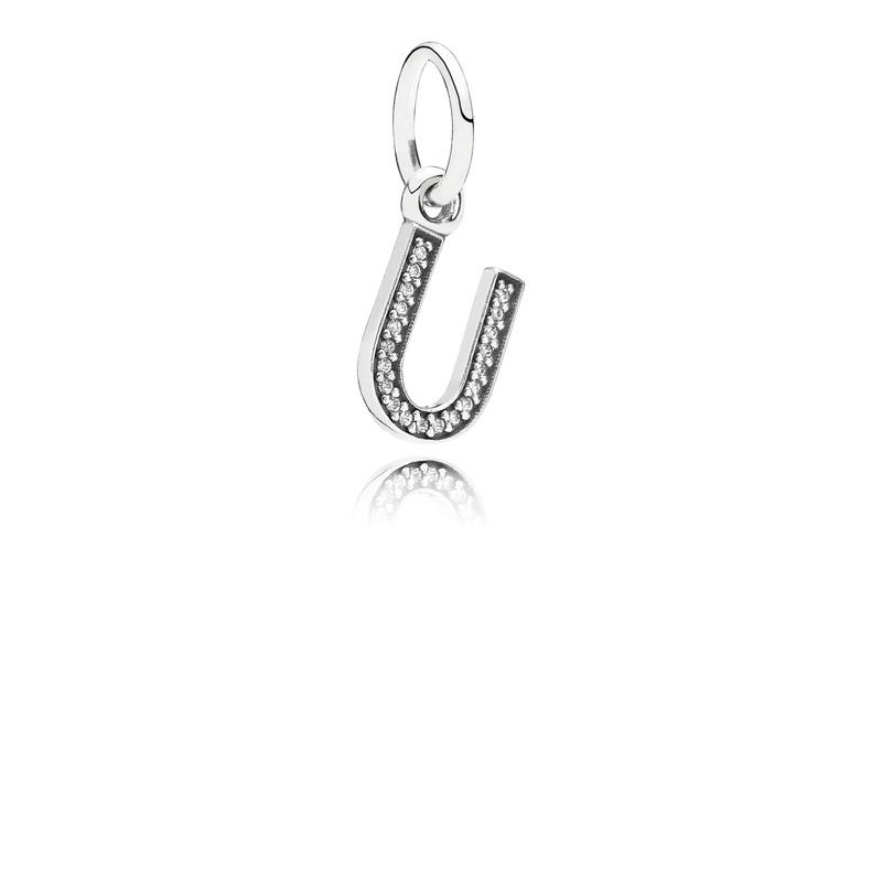 Pandora Dangle Letter &quot;U&quot; Clear Cubic Zirconia