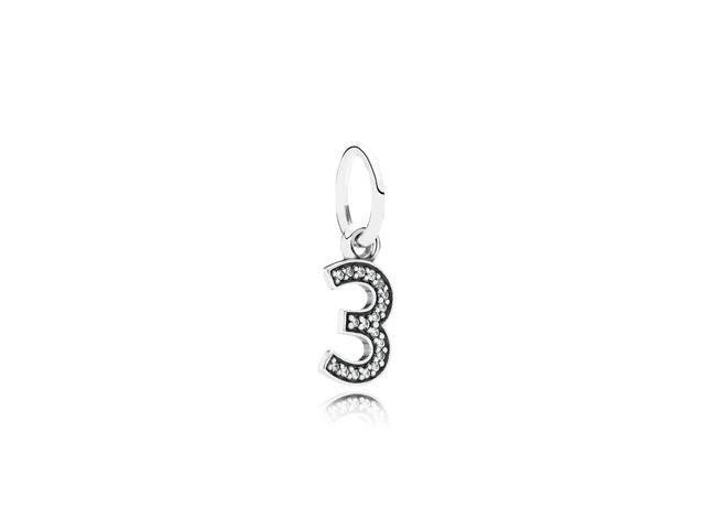 Pandora Dangle Number 3 Clear Cubic Zirconia