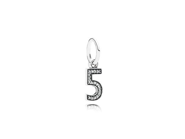 Pandora Dangle Number 5 Clear Cubic Zirconia