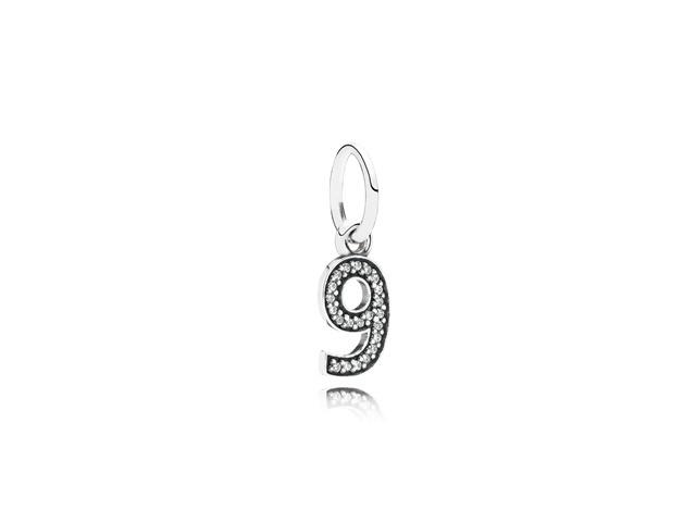 Pandora Dangle Number 9 Clear Cubic Zirconia