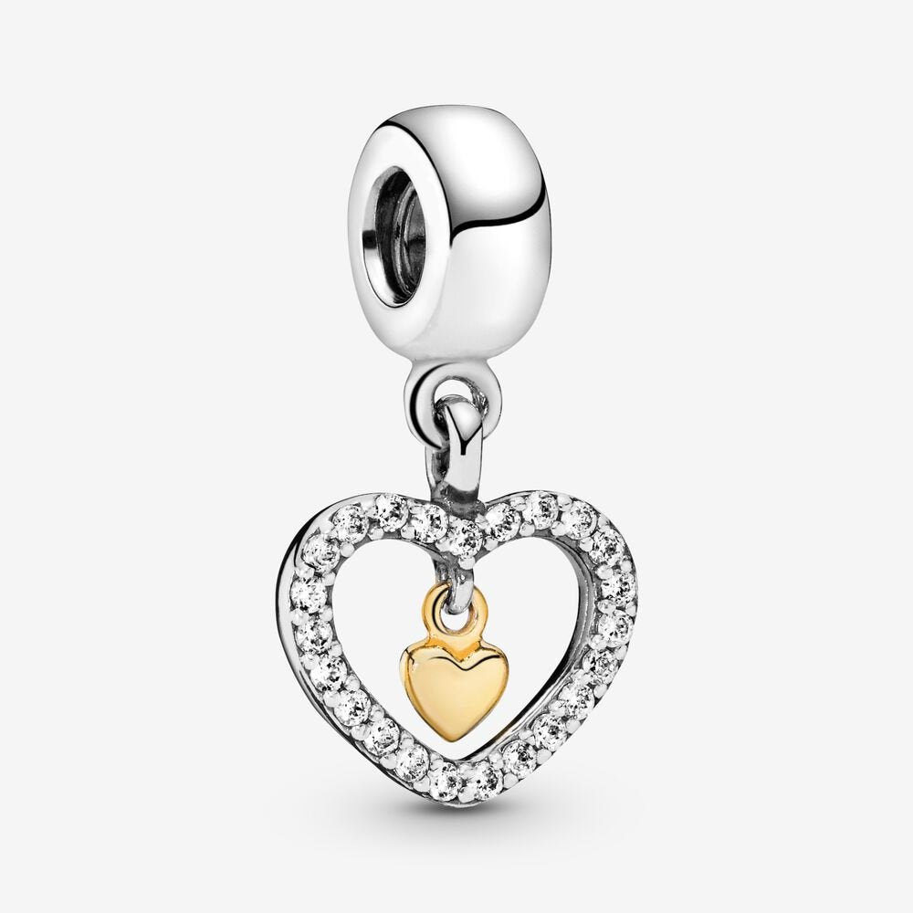 Pandora Sparkling Double Heart Dangle Charm