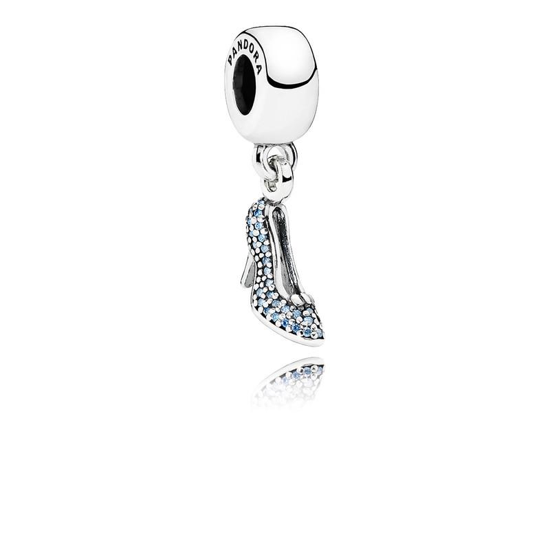 Pandora Disney Cinderella Shoe silver dangle with fancy light blue
