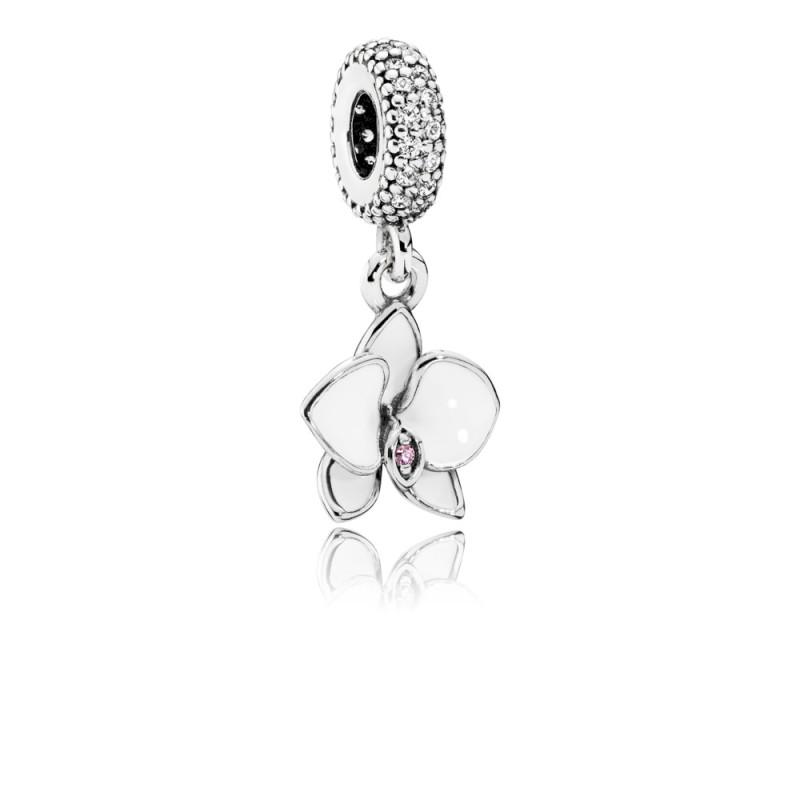 Pandora Orchid White Enamel Clear &amp; Orchid Cz