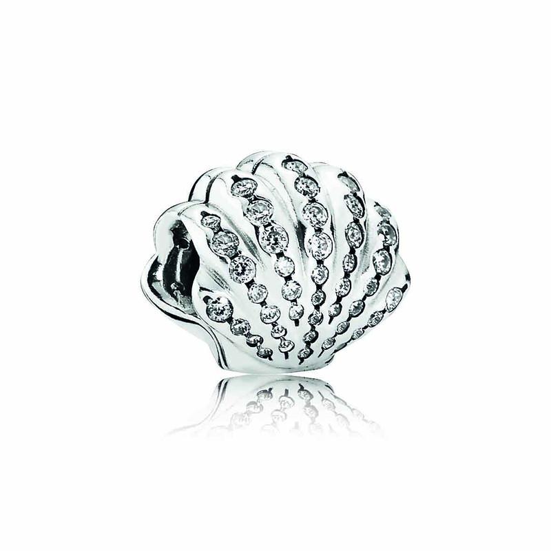 Pandora Disney Ariel Shell Silver Charm With Cubic Zirconia