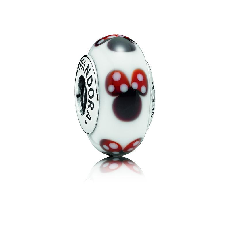 Pandora Disney Minnie Silver Charm With White Black