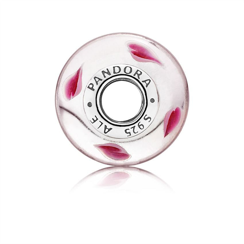 Pandora Wild Hearts With Violet White And Dichroic Murano Charm