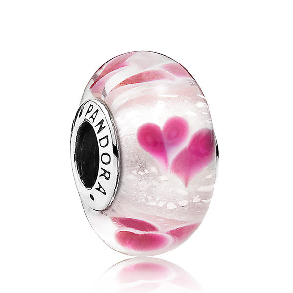 Pandora Wild Hearts With Violet White And Dichroic Murano Charm