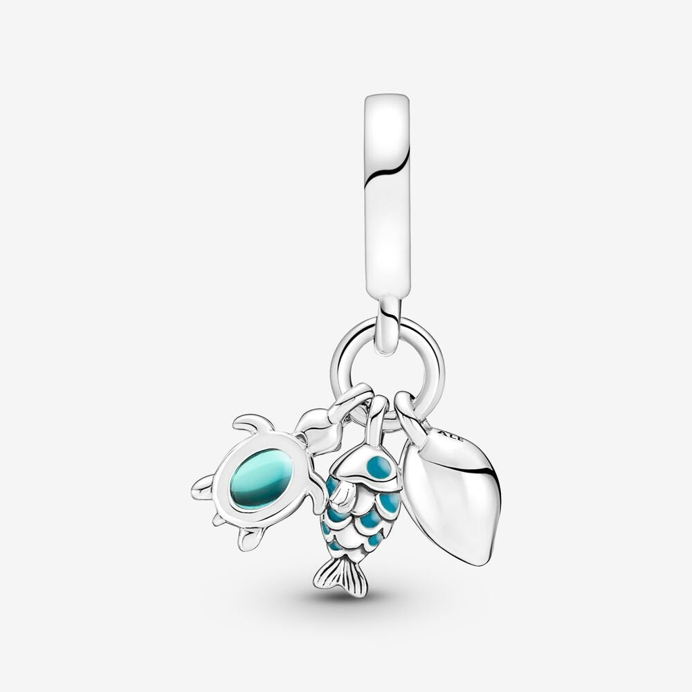 Pandora Fish, Sea Turtle &amp; Conch Triple Dangle Charm