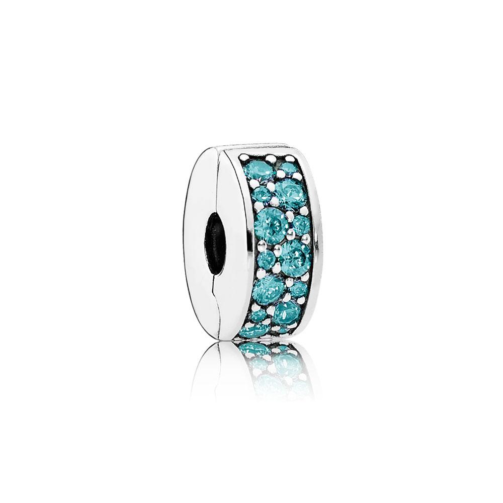 Pandora Clip Shining Elegance With 28 Teal Cubic