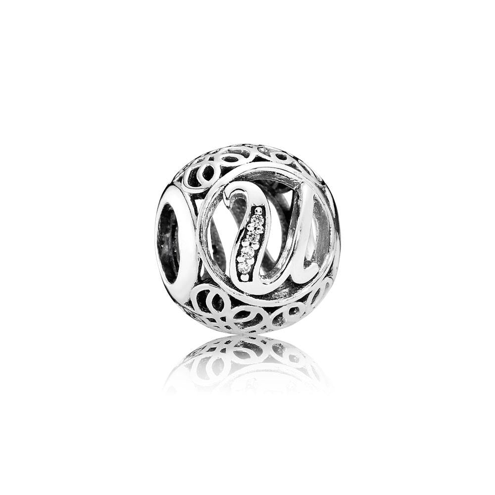 Pandora Charm Letter U With Clear Cubic Zirconia
