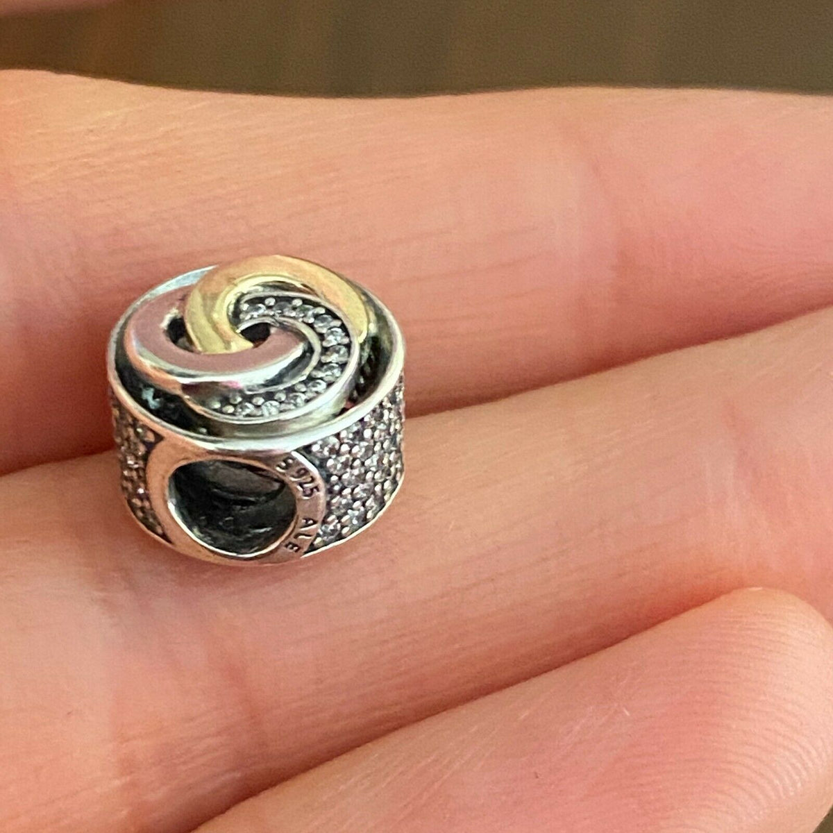 Pandora Pave Interlinked Circles Charm