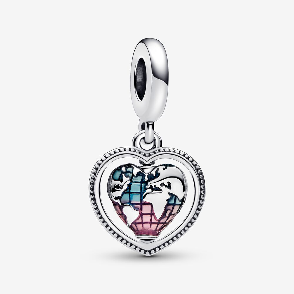 Pandora Family Spinning Heart Globe Dangle Charm