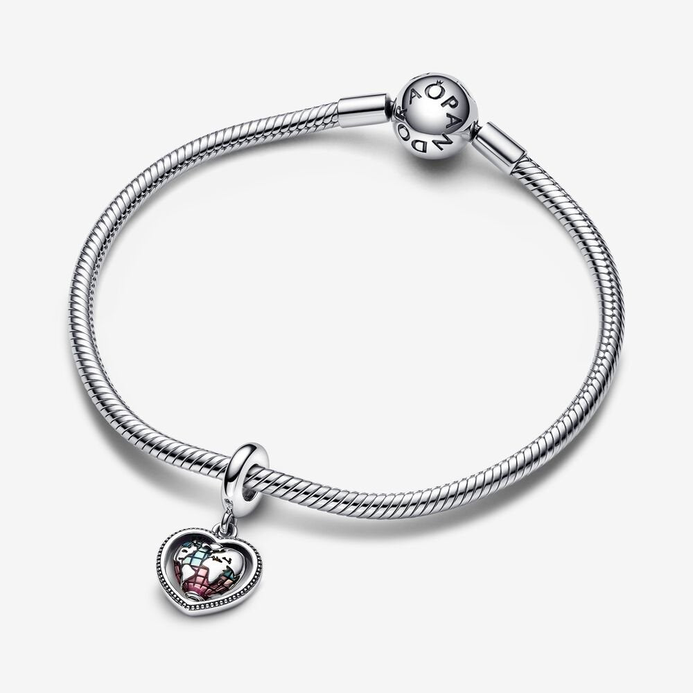 Pandora Family Spinning Heart Globe Dangle Charm