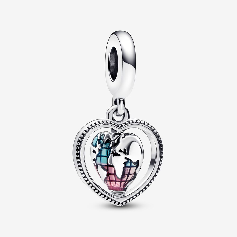 Pandora Family Spinning Heart Globe Dangle Charm